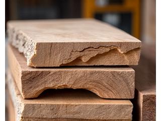 Gros plan sur des planches de bois brut de haute qualité, veinage visible