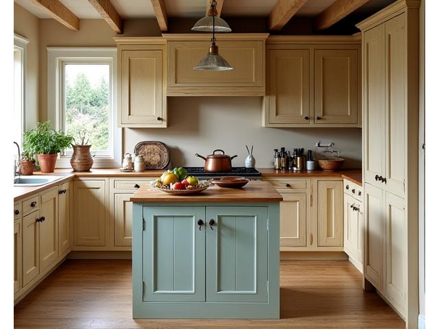 Cuisine de style campagne avec des éléments traditionnels en bois