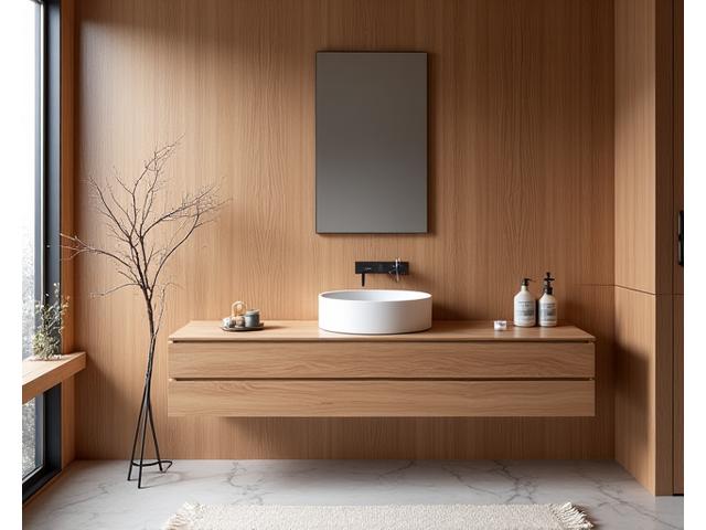 Meuble de salle de bain en teck sur mesure
