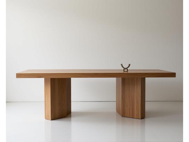 Grande table de salle à manger en bois massif avec des chaises modernes